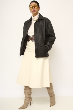 Jaqueta couro marrom clássica - comprar online