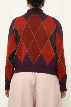 Cropped tricot xadrez vintage color