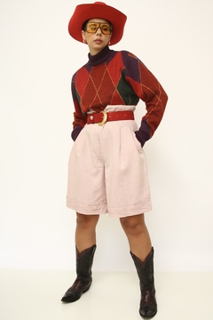 Cropped tricot xadrez vintage color - loja online