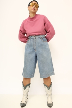 Bermudão vintage cintura alta jeans - loja online