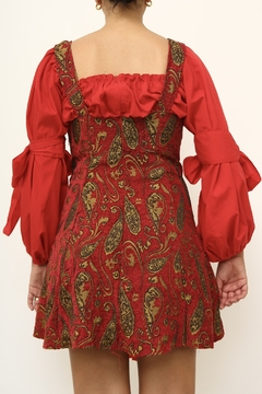 Imagem do Vestido vintage espartilho vermelho tapeçaria