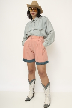 Shorts rosa antigo barra verde vintage - loja online