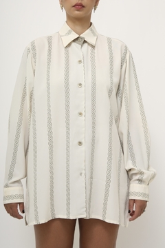 Camisa vintage tranças manga bufante na internet