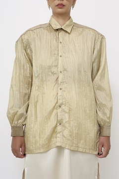 Camisa seda com couro vintage - comprar online