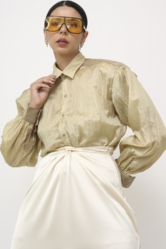 Imagem do Camisa seda com couro vintage