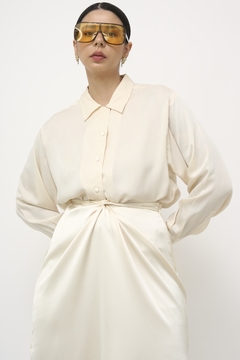 Camisa 100% seda off white classica - loja online