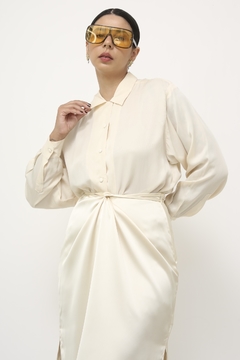 Camisa 100% seda off white classica - comprar online