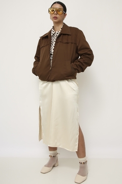 Jaqueta marrom forrada vintage - comprar online