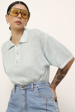 Polo azul vintage tricot - comprar online