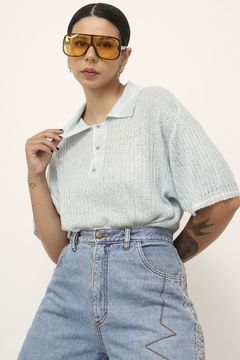Polo azul vintage tricot - loja online