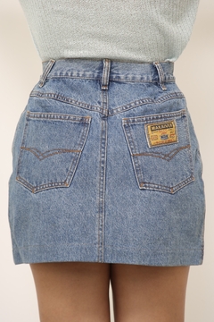 Mini saia cintura alta azul vintage - comprar online