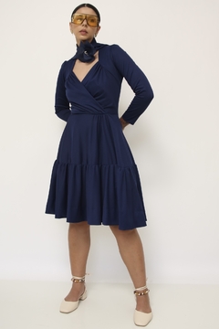 Vestido azul MARIE CLAIRE cinto flor - comprar online