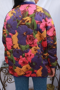 Jaqueta bomber acolchoada vintage estampada forrada det tricot na internet