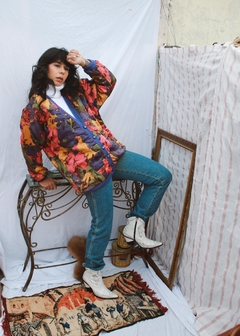 Jaqueta bomber acolchoada vintage estampada forrada det tricot - comprar online