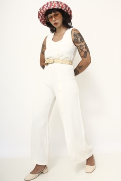 Macacão pantalona branco vintage - loja online