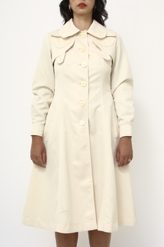 Trench coat off white acinturado vintage - loja online
