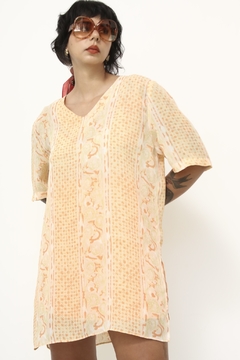 Blusão longo laranja estampa vintage - loja online