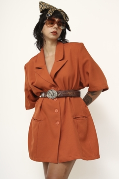 Blazer vestido laranja ombreira - loja online