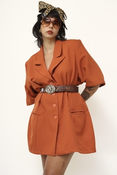 Blazer vestido laranja ombreira - loja online