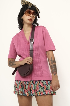 Blusa rosa vintage 70`s detalhe bordado na internet