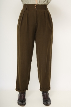 Calça lã verde vintage cintura alta - loja online