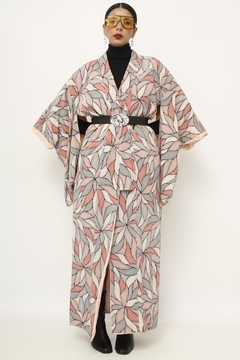 Kimono rosa forrado estampado vintage - comprar online