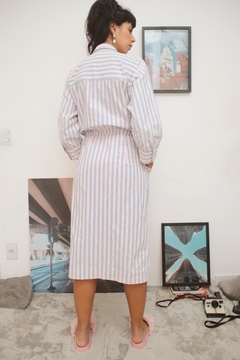 Vestido midi vintage listrado made in usa california girl na internet