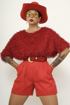 Cropped pelucia vermelho vintage - comprar online