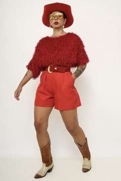 Cropped pelucia vermelho vintage - loja online