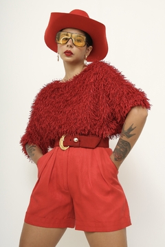 Cropped pelucia vermelho vintage na internet