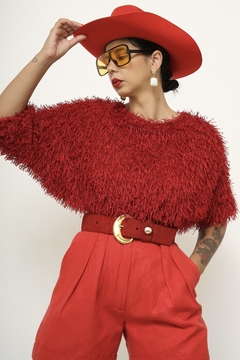 Cropped pelucia vermelho vintage