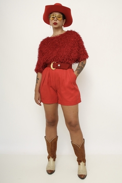 Cropped pelucia vermelho vintage - comprar online