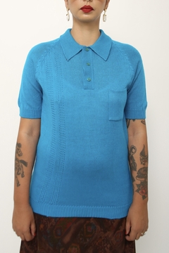 Polo azul vintage classica - comprar online