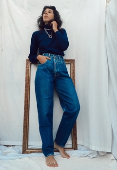 Calça jeans azul Mom cintura alta  vintage original 90's - Capichó Brechó