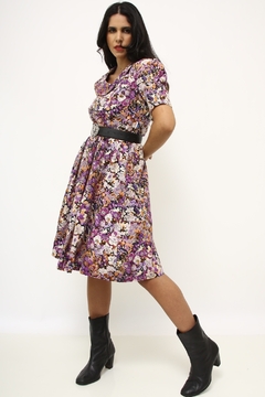 Vestido estampado vintage roxo