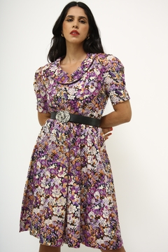 Imagem do Vestido estampado vintage roxo