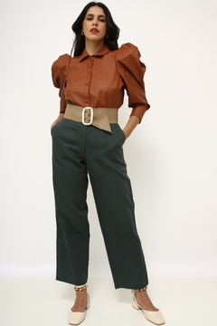 Calça cintura alta verde vintage - comprar online
