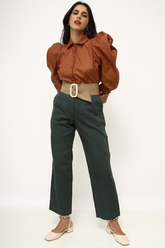 Calça cintura alta verde vintage na internet