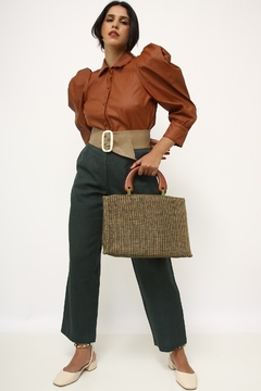 Calça cintura alta verde vintage na internet