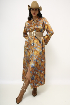 Vestido estampado 70´s vintage longo - comprar online