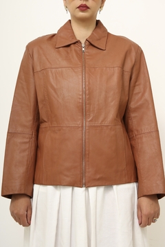jaqueta couro marrrom vintage - comprar online