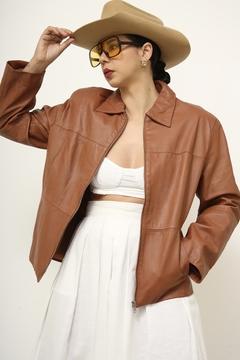 jaqueta couro marrrom vintage - loja online