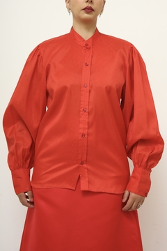 Camisa vermelha manga bufante vintage - Capichó Brechó