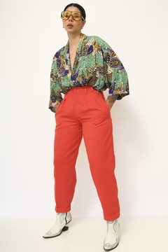 Calça cintura mega alta vermelha vintage - comprar online