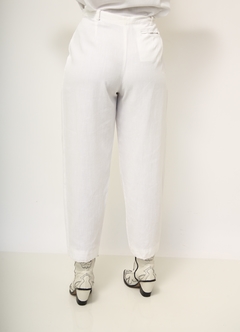 Calça cintura mega alta linho branca - comprar online
