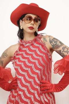 Imagem do Vestido vermelho bababdos vintage brilho