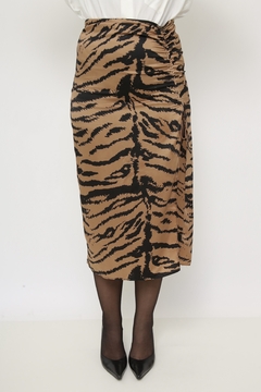 Saia midi fenda animal print Zara - loja online