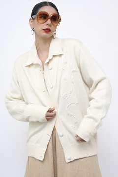 Cardigan creme bordado vintage - comprar online