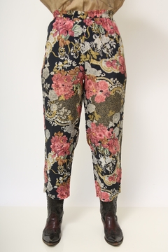 Calça estampada pantacort preta rosa - loja online