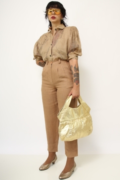 Bolsa sacola couro dourada via - comprar online